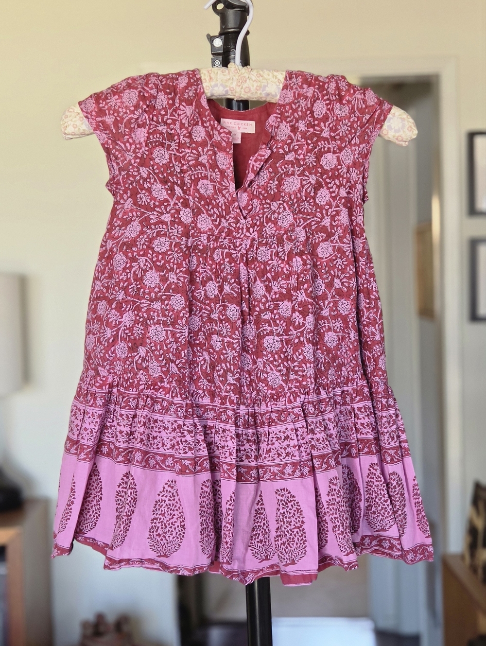 Pink Chicken Girls Pink Floral Ruffle Tiered Dress
